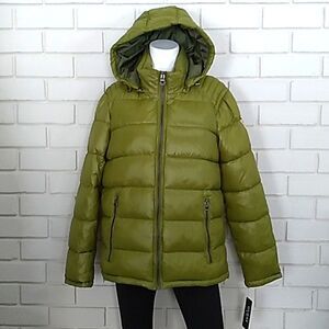Guess NWT Women's Green Hooded Puffer Jacket. Size Medium (Unisex)